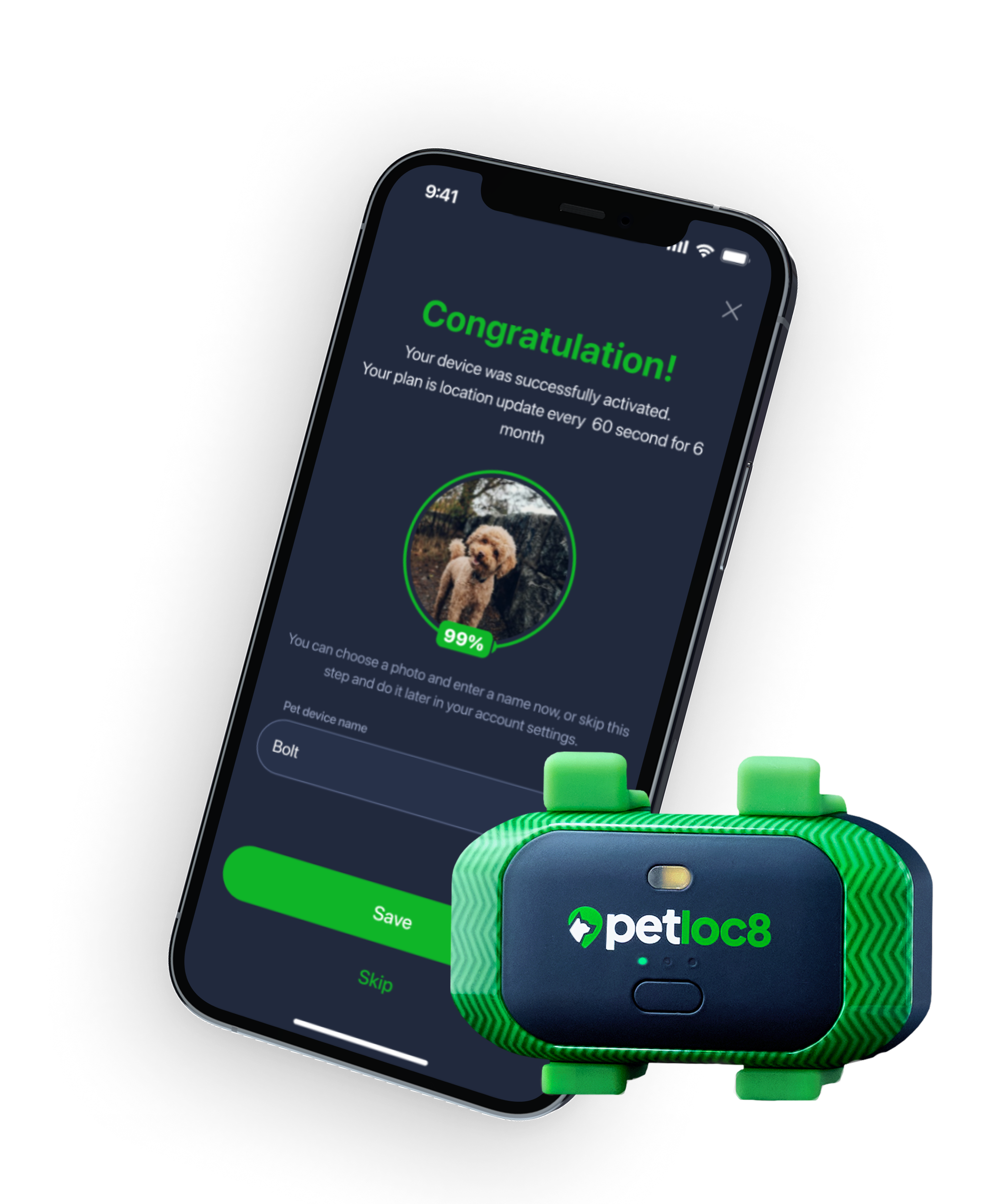 קולר GPS לבעלי חיים petloc8 mini